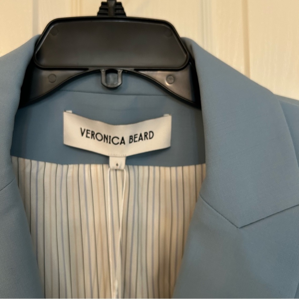 Veronica Beard Blue Hosanna Stretch Virgin Wool Blend Dickey Jacket in Sea Glass - Picture 9 of 12